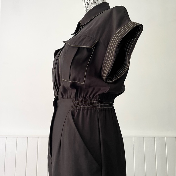 Rock & Republic Button Down Short Sleeve Jumpsuit with TopStitching Size M - Picture 6 of 14